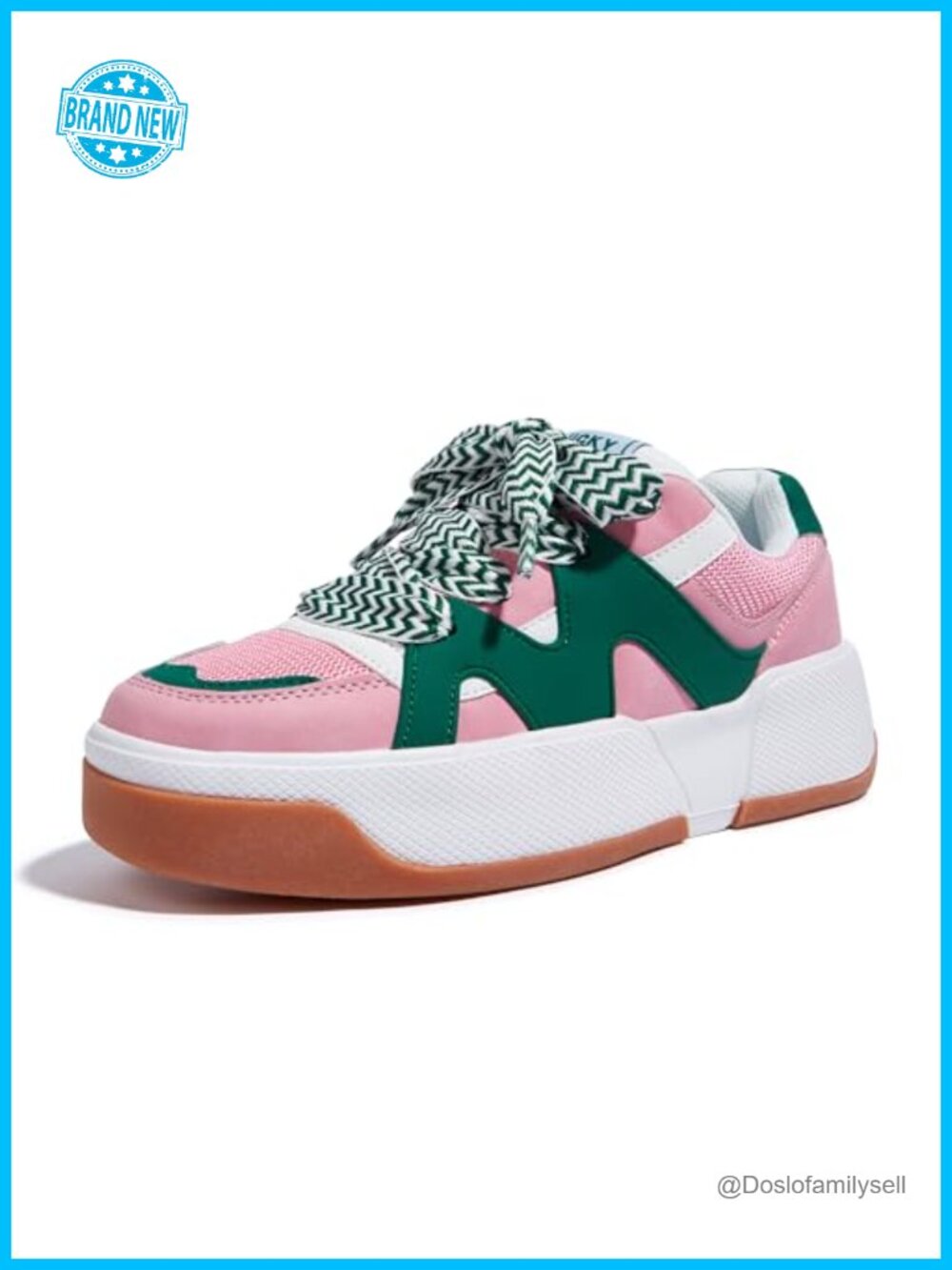 Faux Leather Platform Fashion Sneakers Lace-Up Athletic Shoe